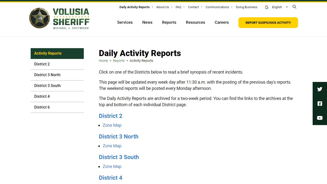 Daily Activity Reports | VCSO - Volusia Sheriff